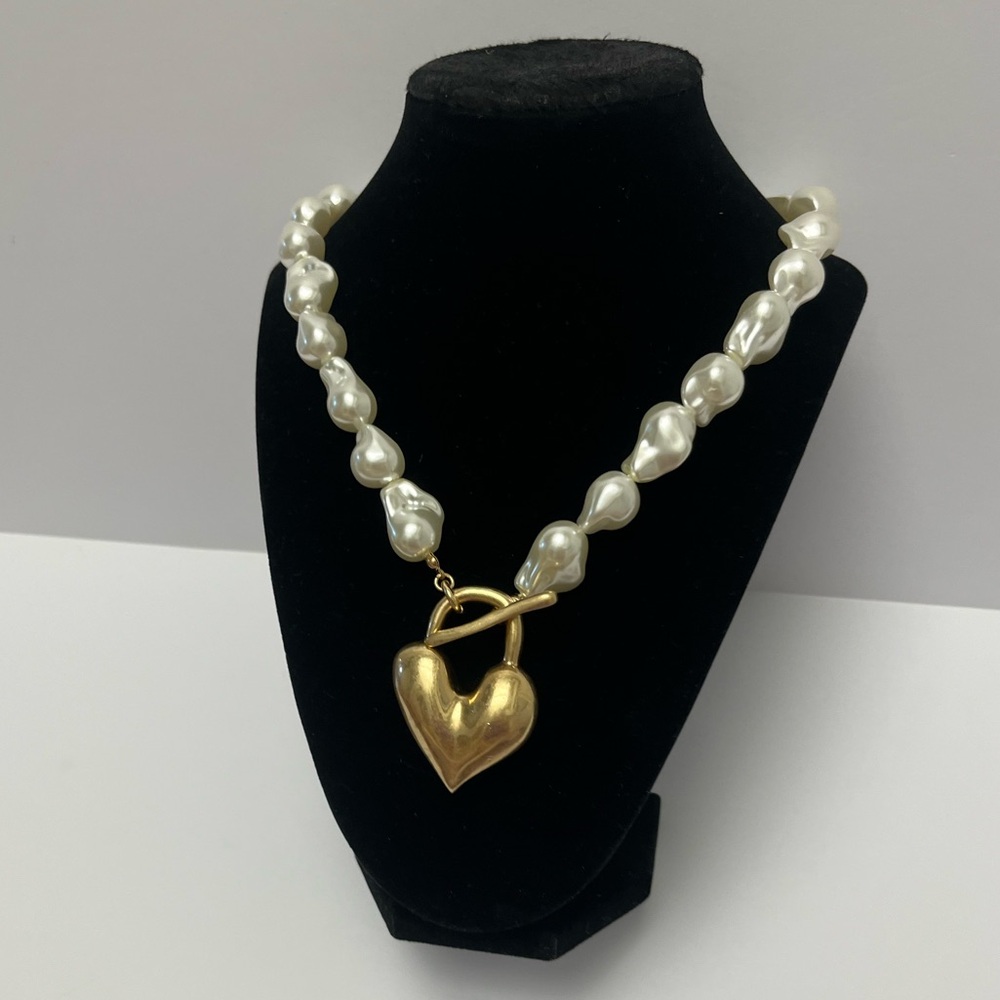 Piper Gold and White Heart Necklace - Picture 15 of 15